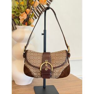 Coach Vintage Soho 6808 Signature Canvas and Suede Buckle Shoulder Bag